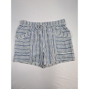 BILA 77 Blue White Striped Cotton Shorts Sz L NWT Beach Summer Vacation Relaxed